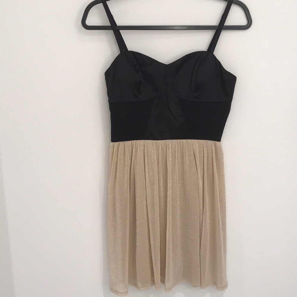 Black and Champagne Bustier Top Dress